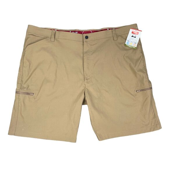 Wrangler Shorts Mens 48 Relaxed Fit Beige Performance Zip Cargo Stretch Nylon - Picture 1 of 13